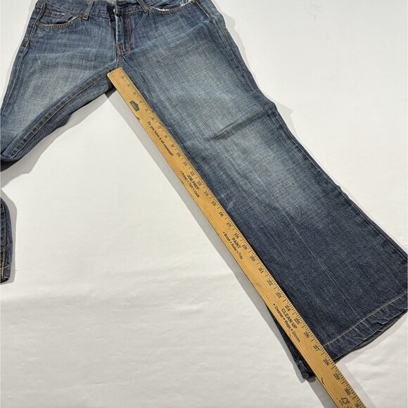 7 For All Mankind Dojo Jeans Women's Flared Faded Stretch Denim Sz 29 x 28 Y2K - Picture 5 of 12